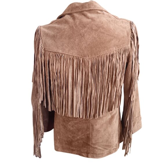 Vintage Women's Fringe Jacket sz 12 Schott Suede Leather Western Hippy USA 80's - Picture 5 of 8